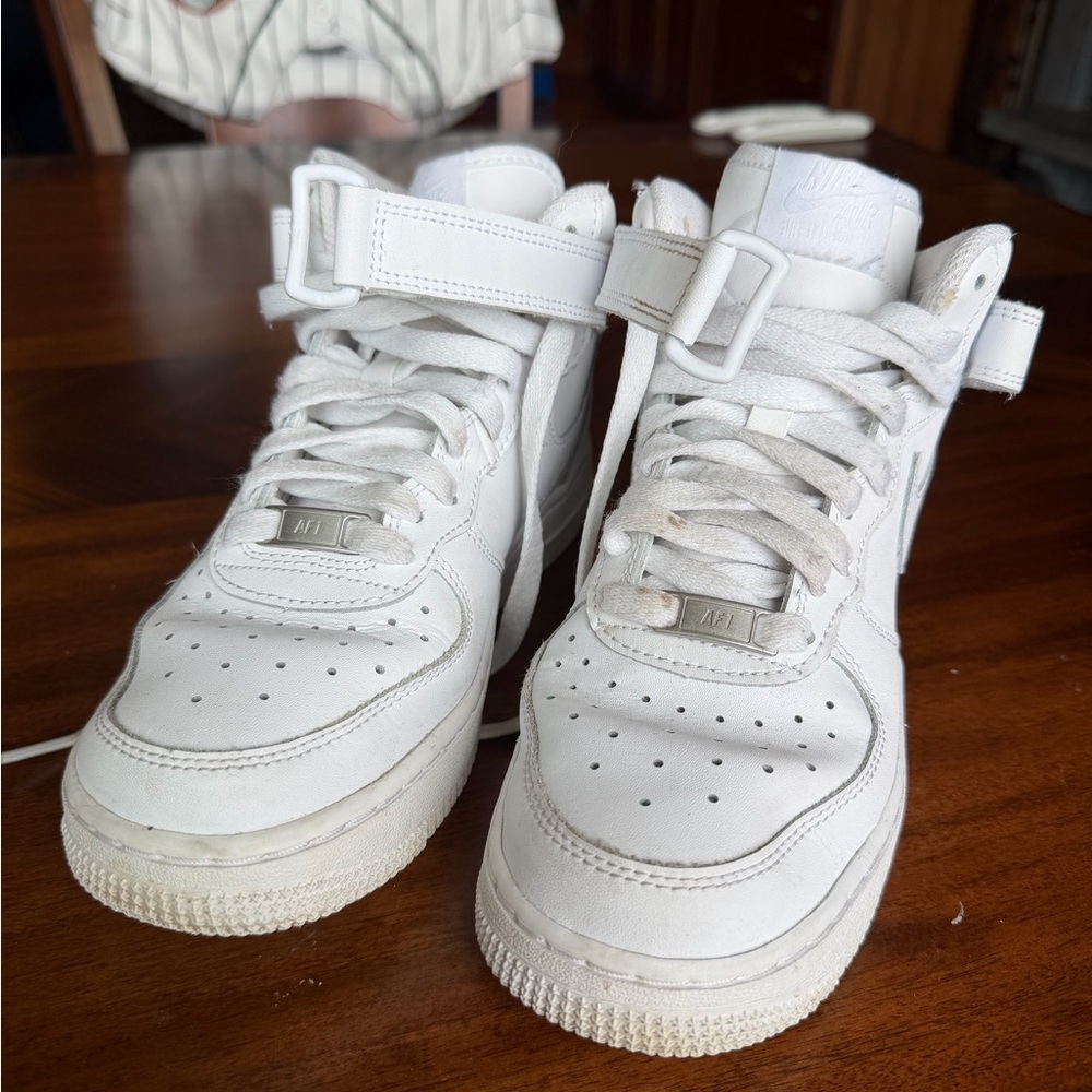 Nike Kids White High-Top Sneakers with Ankle Strap